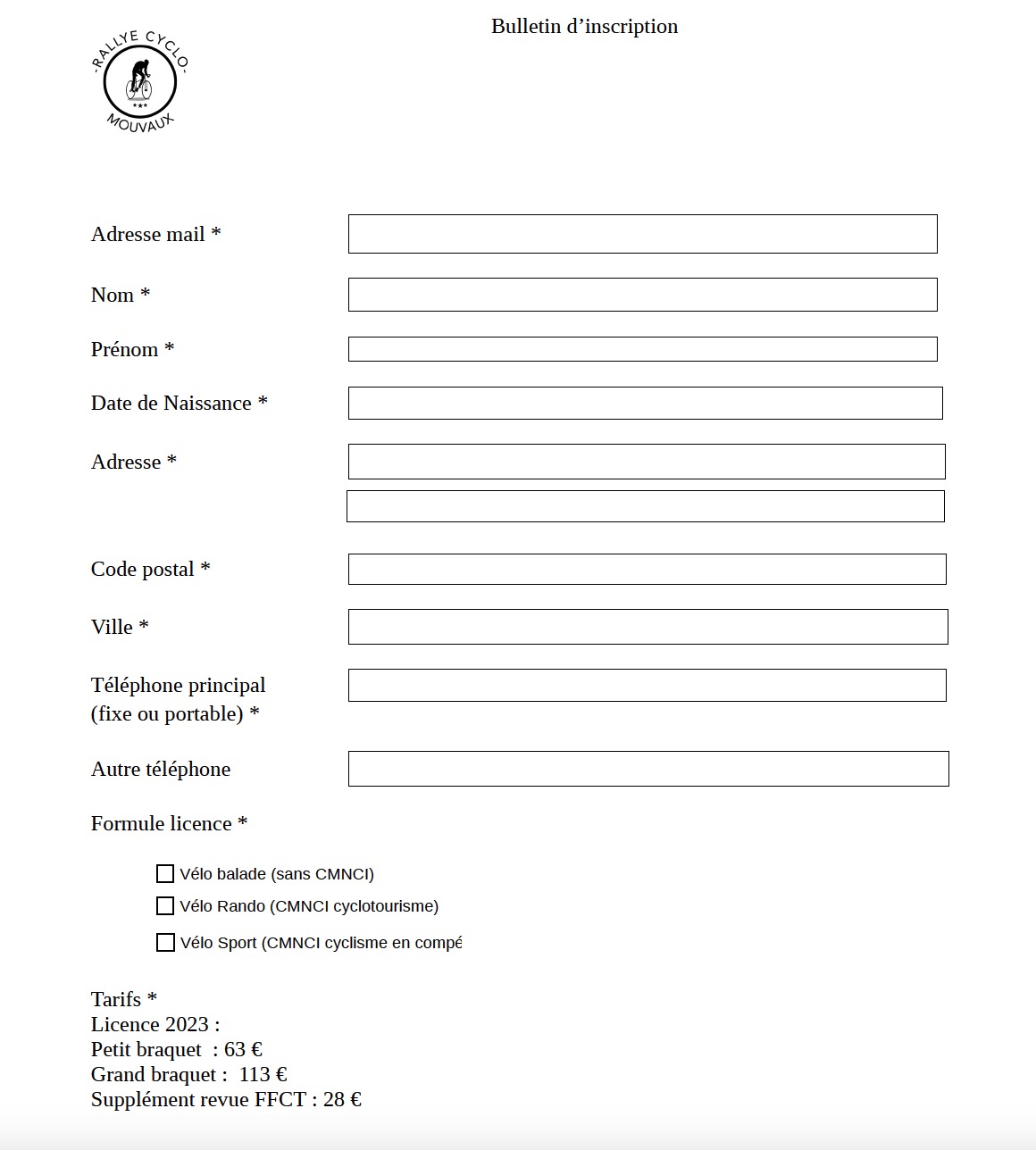 bulletin inscription cyclo